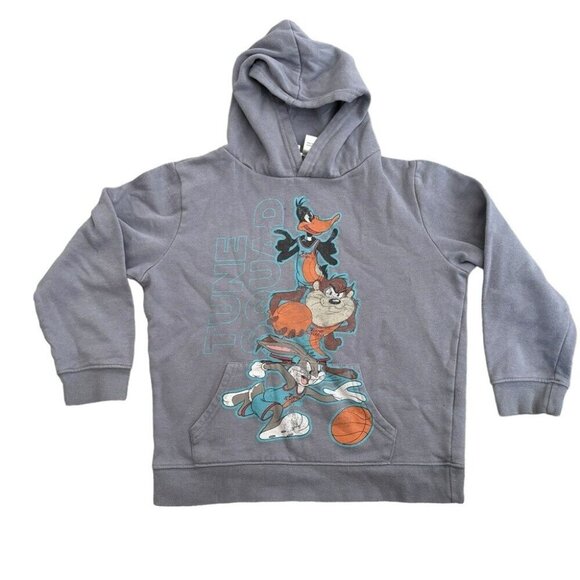 Cotton On Kids Looney Toons Space Jam Grey Blue Long Sleeve Hoodie Size 9/10 - Picture 1 of 5